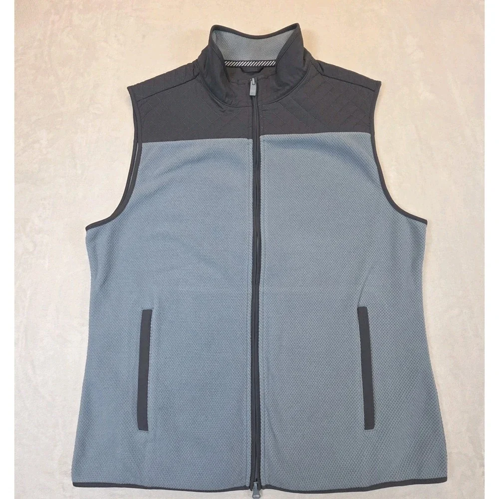 Southern Tide Mens Medium Hucksley Vest Blue Quilted Fleece Full Zip Golf Hiking